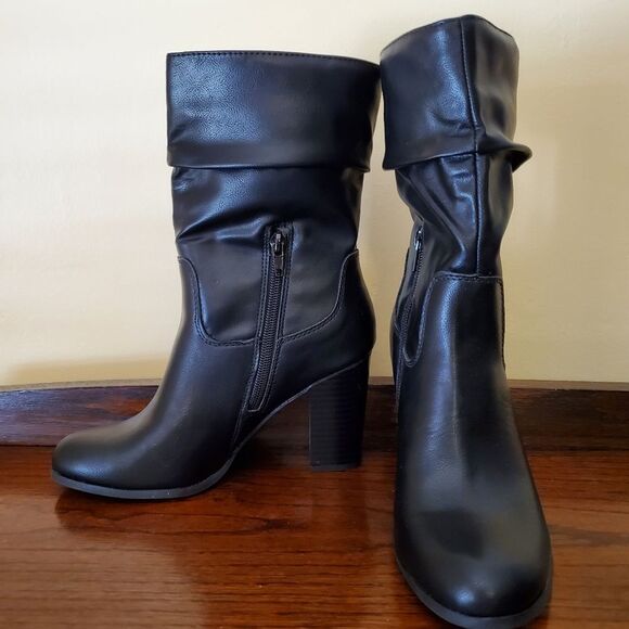 Style & Co Saraa Black Smooth Slouchy Boots in Size 6M - Picture 2 of 11